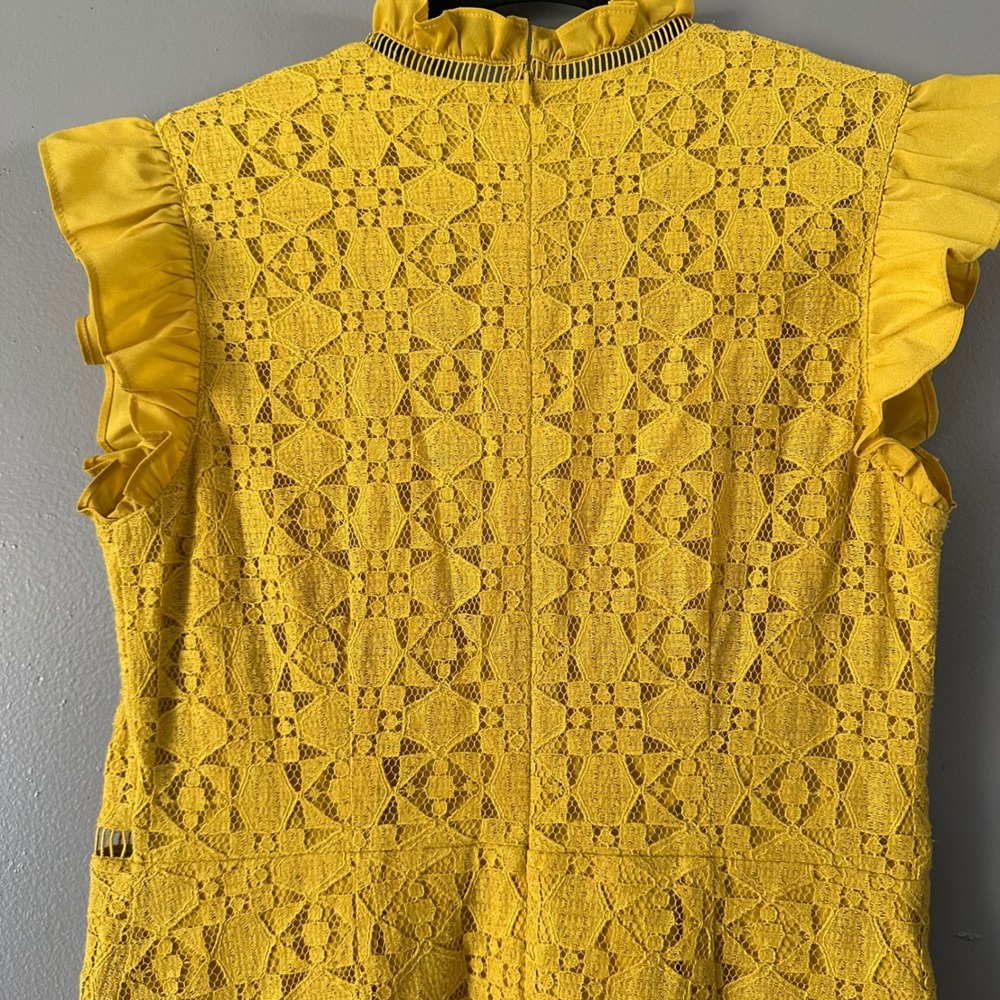 Yellow Lace Ruffle Dress - Picture 10 of 12